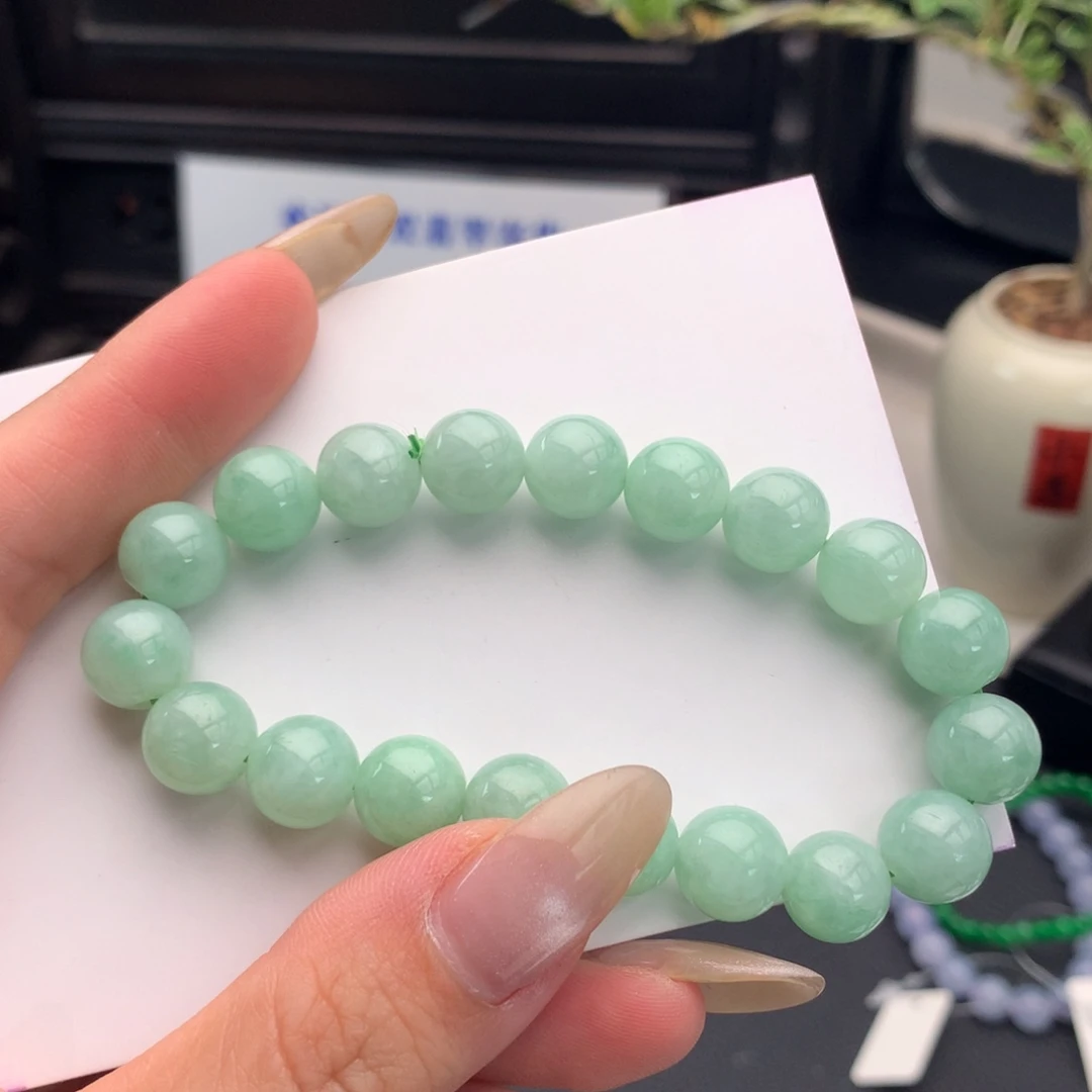 翡翠未镶嵌手链017满绿珠串