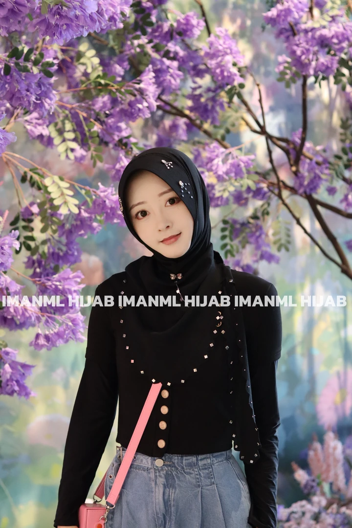 IMANML·怡曼【望疏】硬帽檐拼接手缝纱巾女