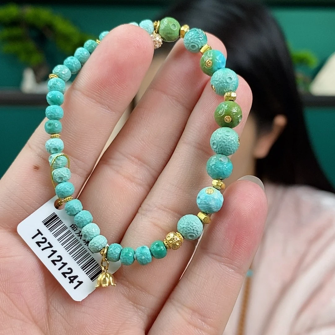 绿松石珠宝奇石18K金镶嵌