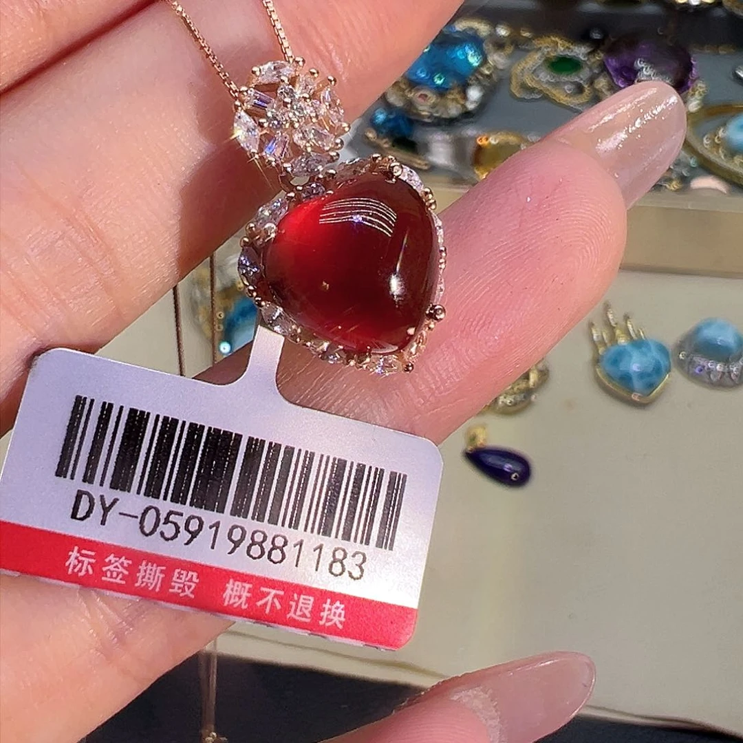 石榴石（芬达石）吊坠银S925镶嵌