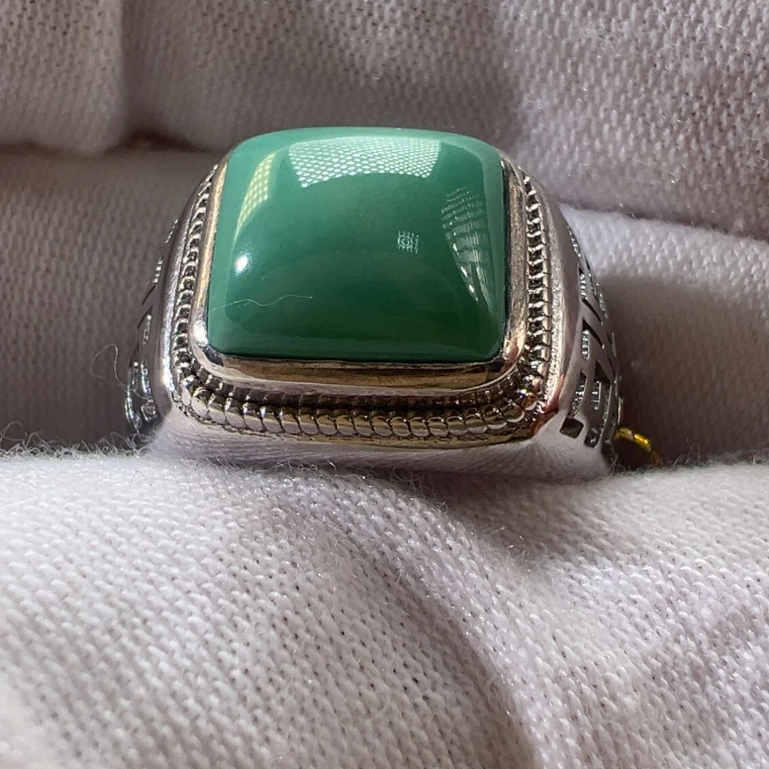 绿松石银S925镶嵌戒指