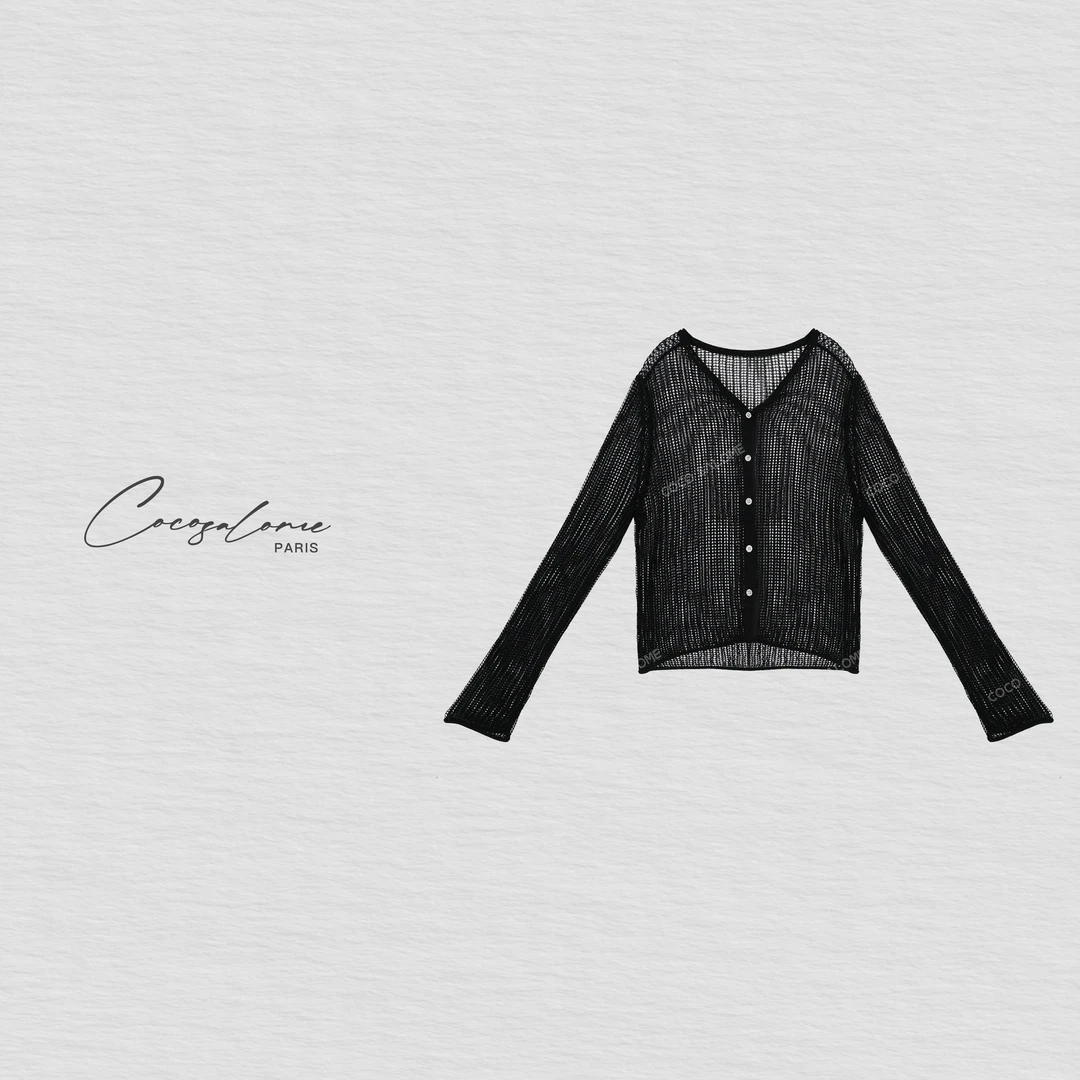 COCO SALOME｜韩彬彬CS"镂空开衫"亚麻镂空设计防晒外套0757-16