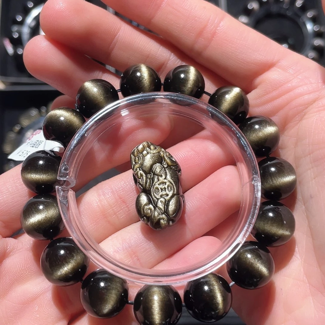 黑曜岩手链未镶嵌乾***丐