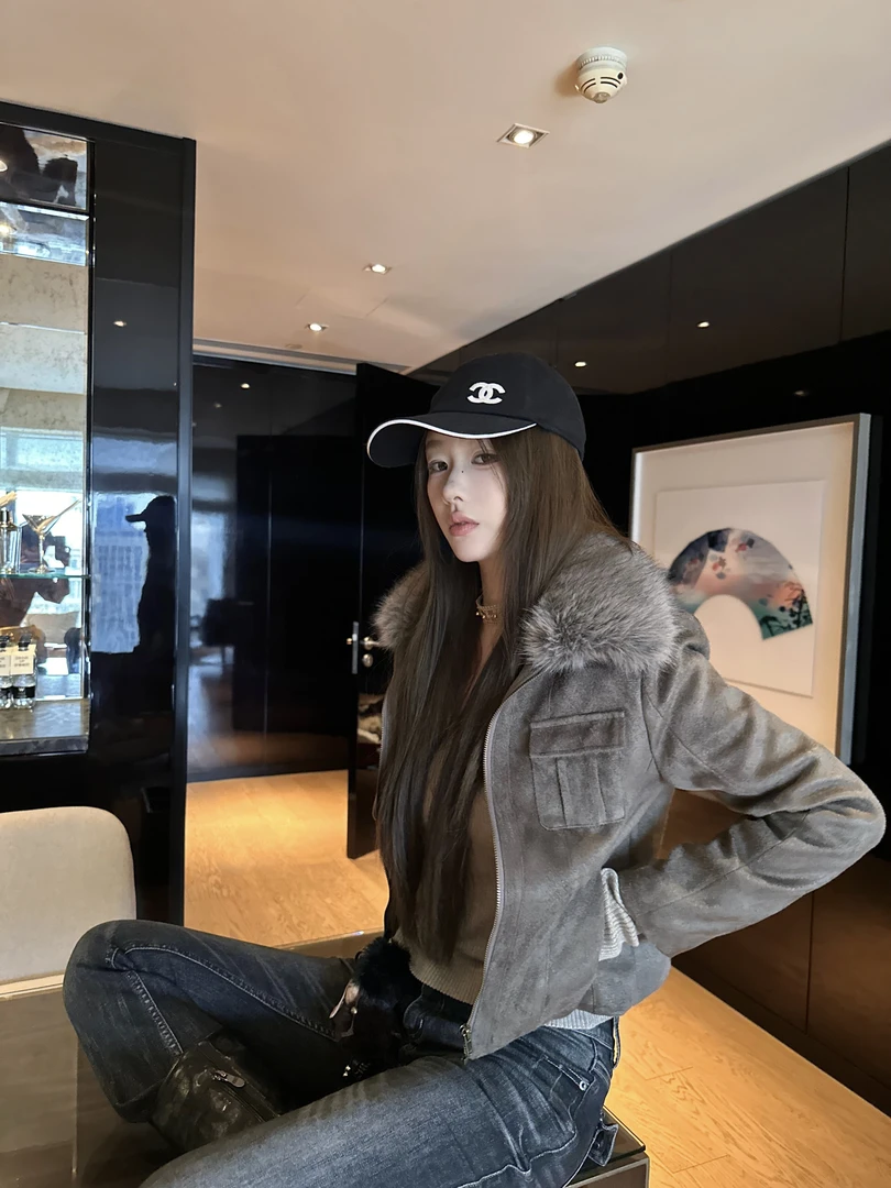 叶子 YEZIYZZ  美拉德麂皮绒外套女装秋冬复古毛领上衣