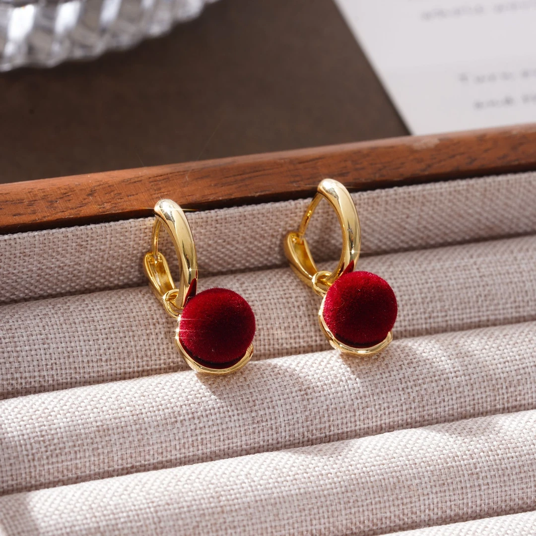 铜合金耳饰 耳环女红色新中式耳坠时尚耳饰N3463