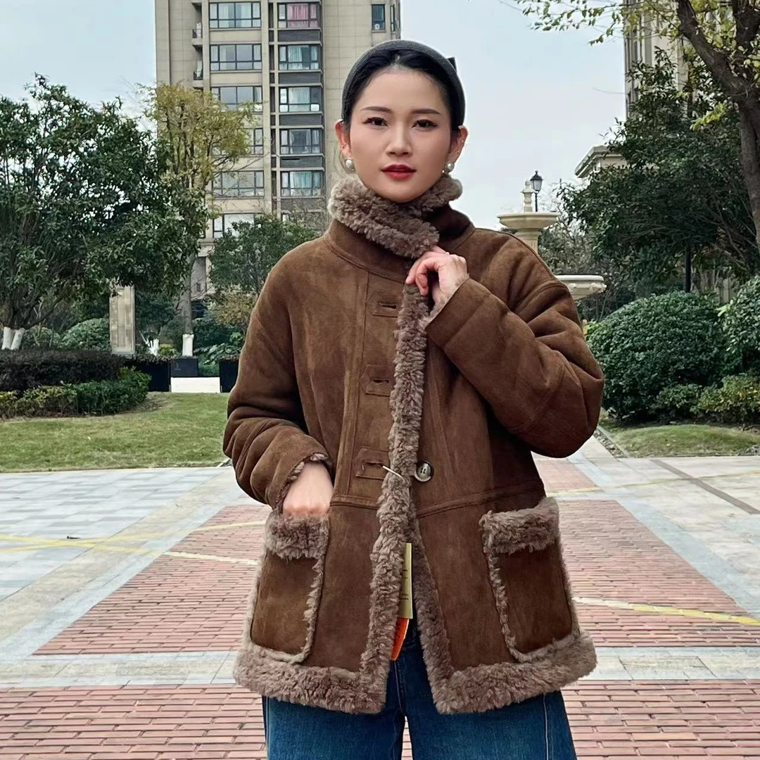 195百搭海宁冬季皮毛一体2025双面穿新款羊毛外套显瘦加厚123563