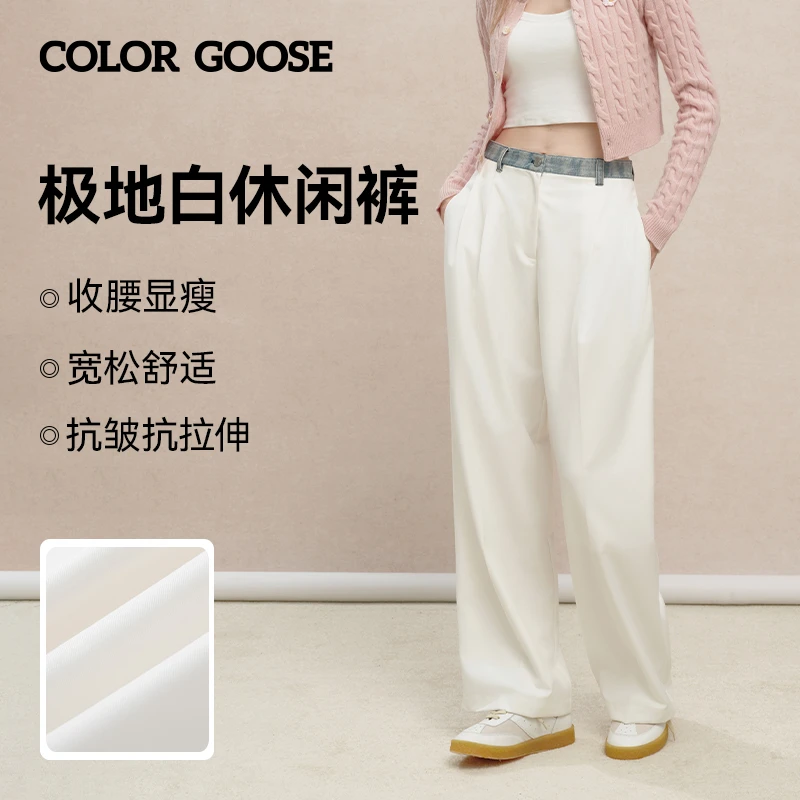 COLOR GOOSE 秋冬女士收腰显瘦阔腿裤抗皱抗拉伸休闲宽松舒适长裤