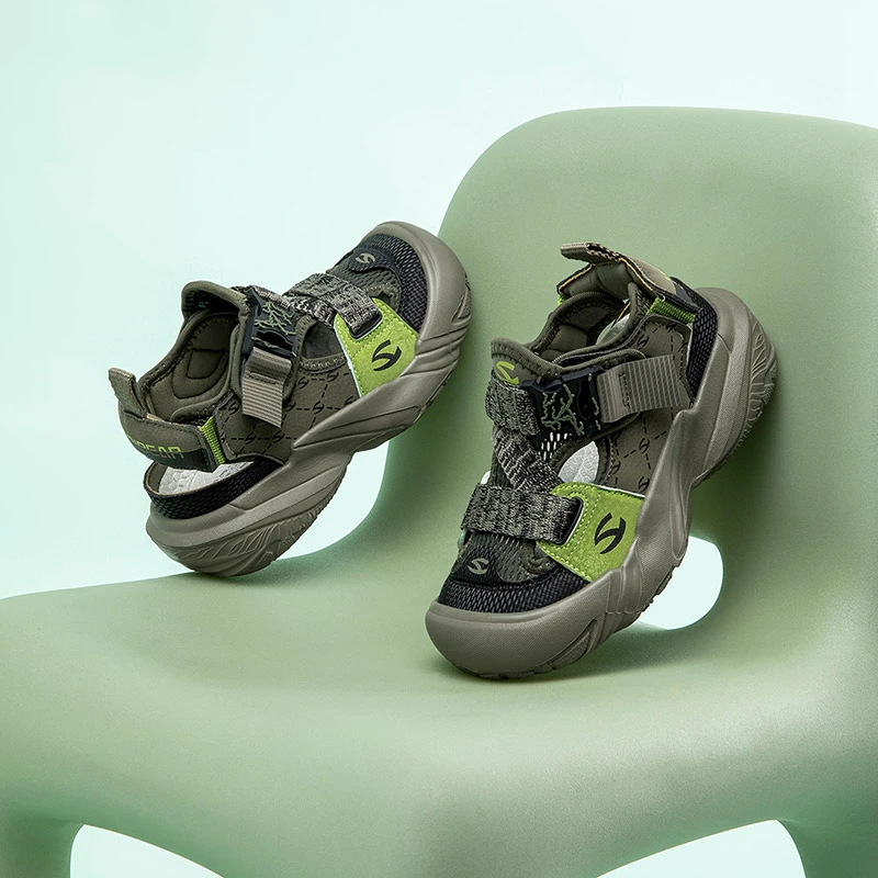 哈比熊童鞋新款男童潮流运动鞋网面镂空透气包头防滑休闲框子鞋