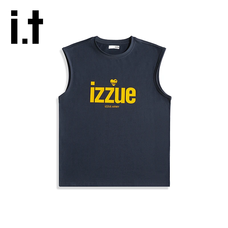i.t izzue夏季潮流纯棉背心男士新款印花上衣宽松百搭休闲无袖T恤