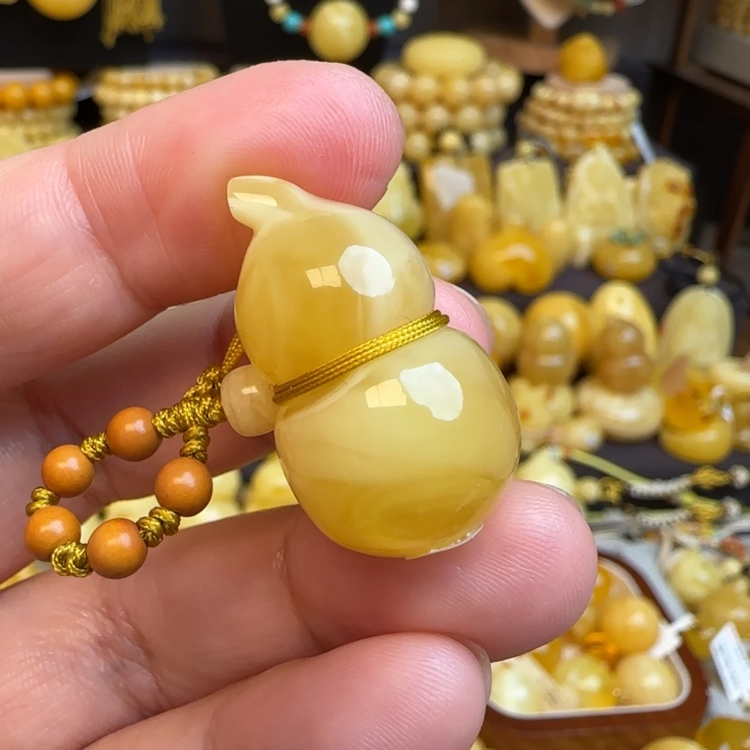 琥珀未镶嵌吊坠(不含链)万能扣蜜蜡葫芦吊坠