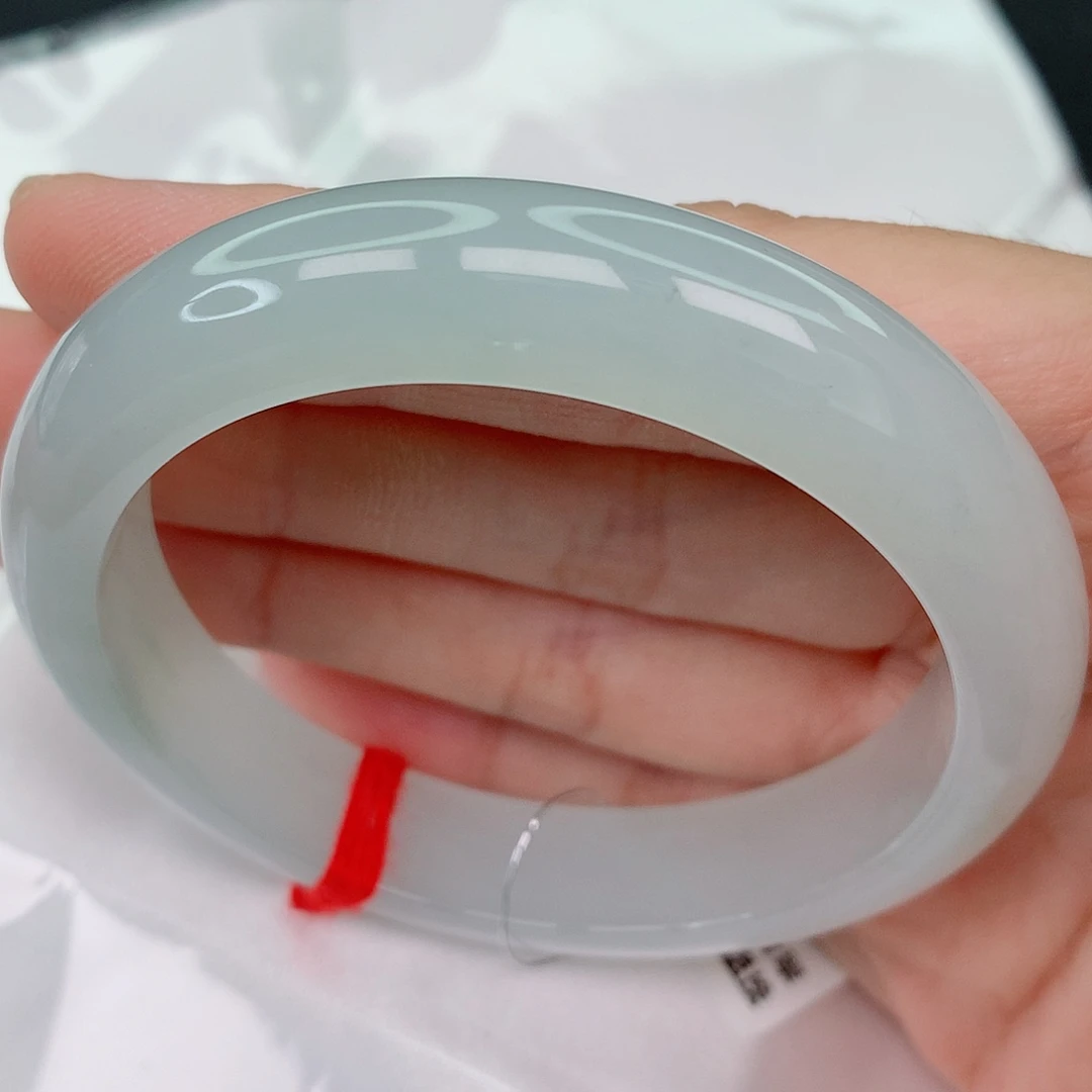 未镶嵌手镯翡翠55.4正圈，冰胶起光，强推