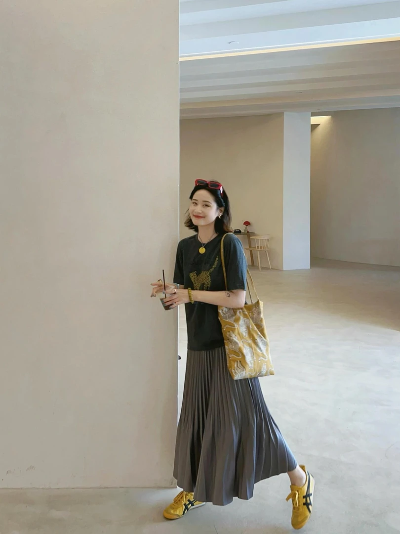 2025夏季新款韩系豹纹卡通图案印花圆领T恤短袖上衣百搭半身裙