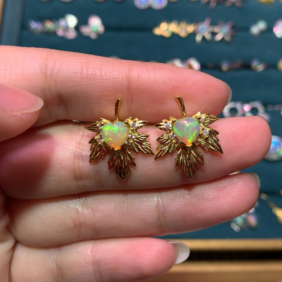 银S925镶嵌欧泊耳钉款式