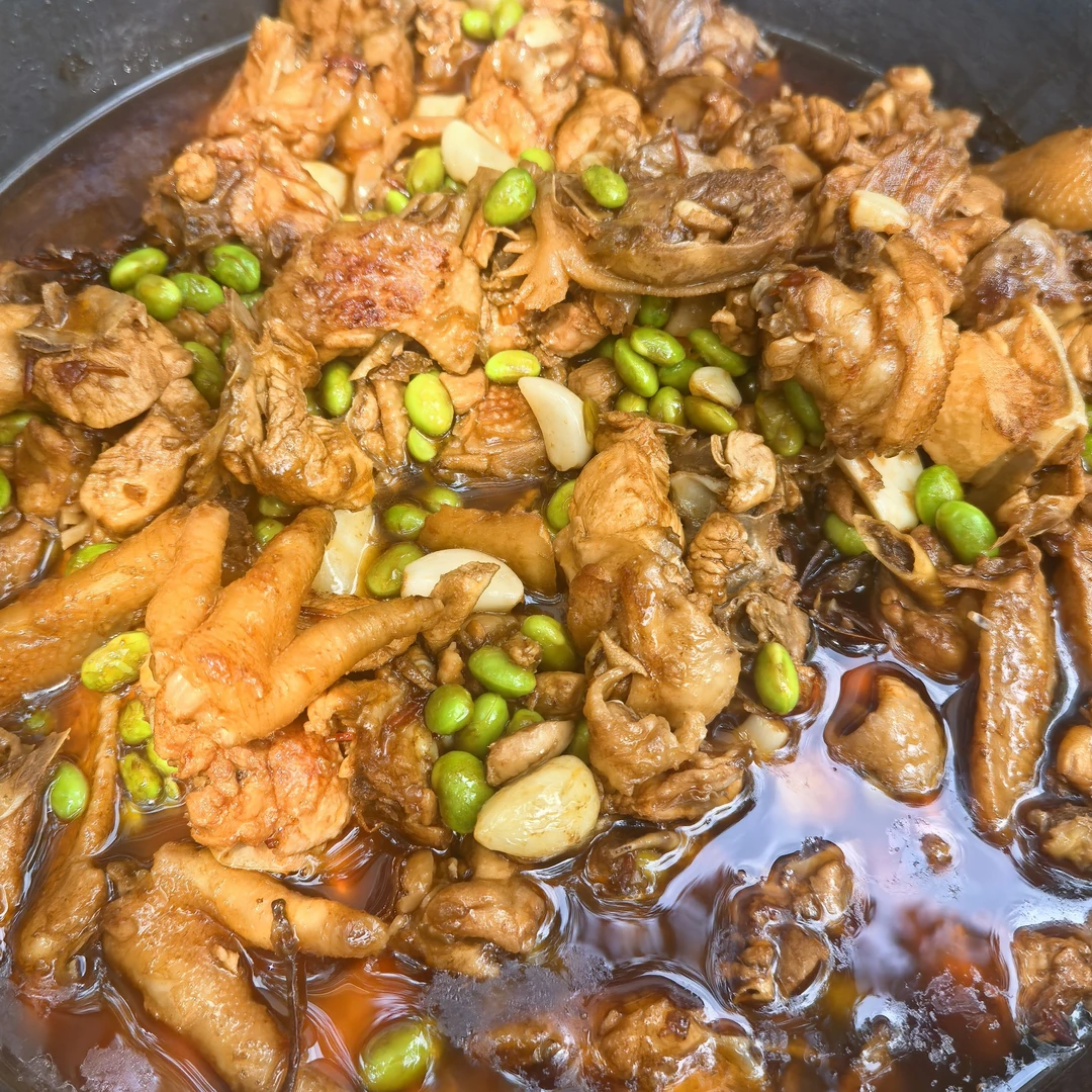 土鸡烧毛豆米