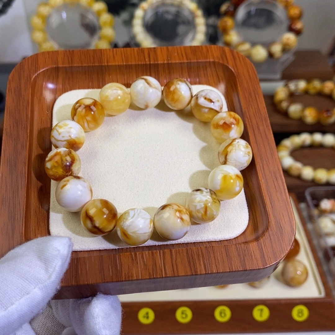 蜜蜡未镶嵌裸石天然沁色蜜蜡手串12➕mm