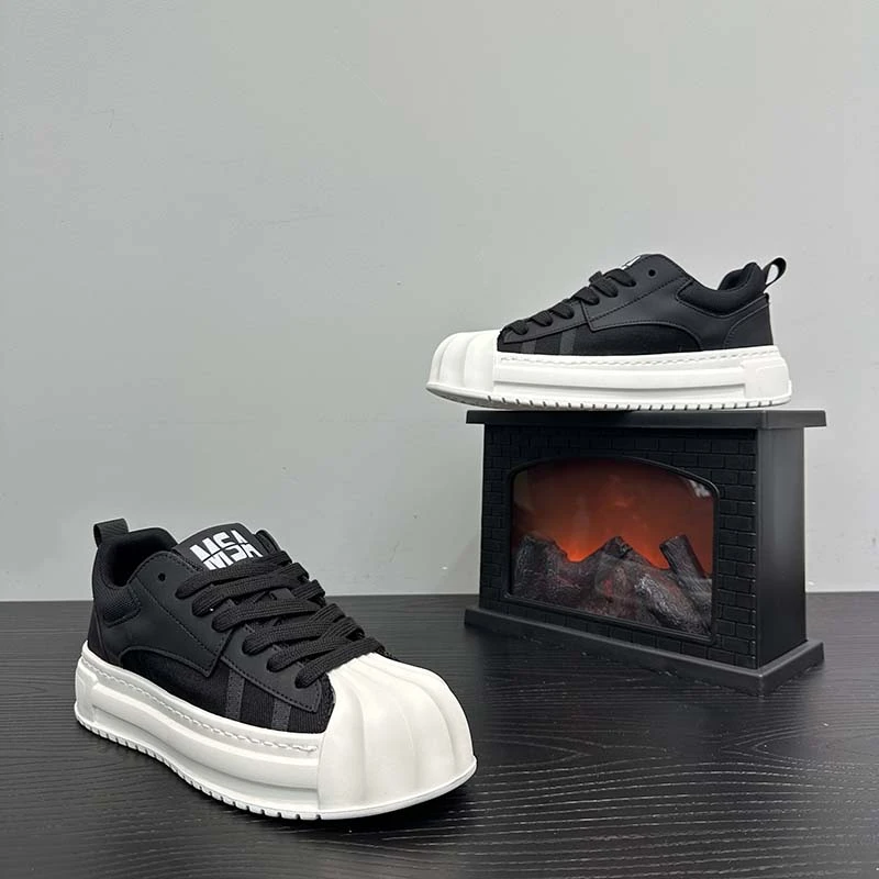 男士经典贝壳头休闲鞋2025春季款增高轻便舒适轻奢潮男厚底板鞋