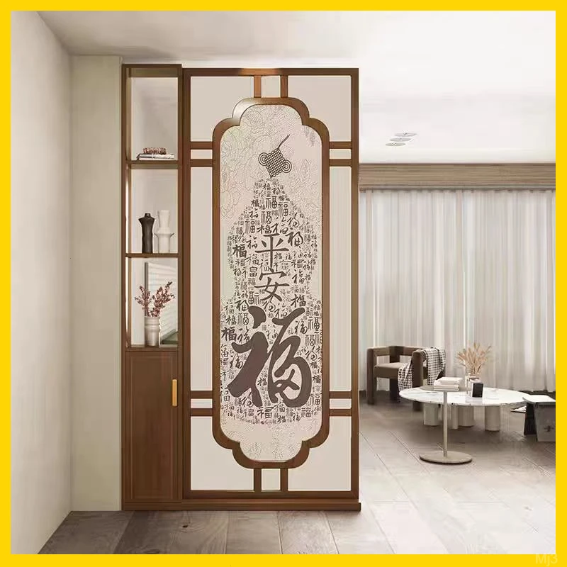 2025新中式屏风隔断入户木格栅卧室入户卫生间办公室玄关置物架..