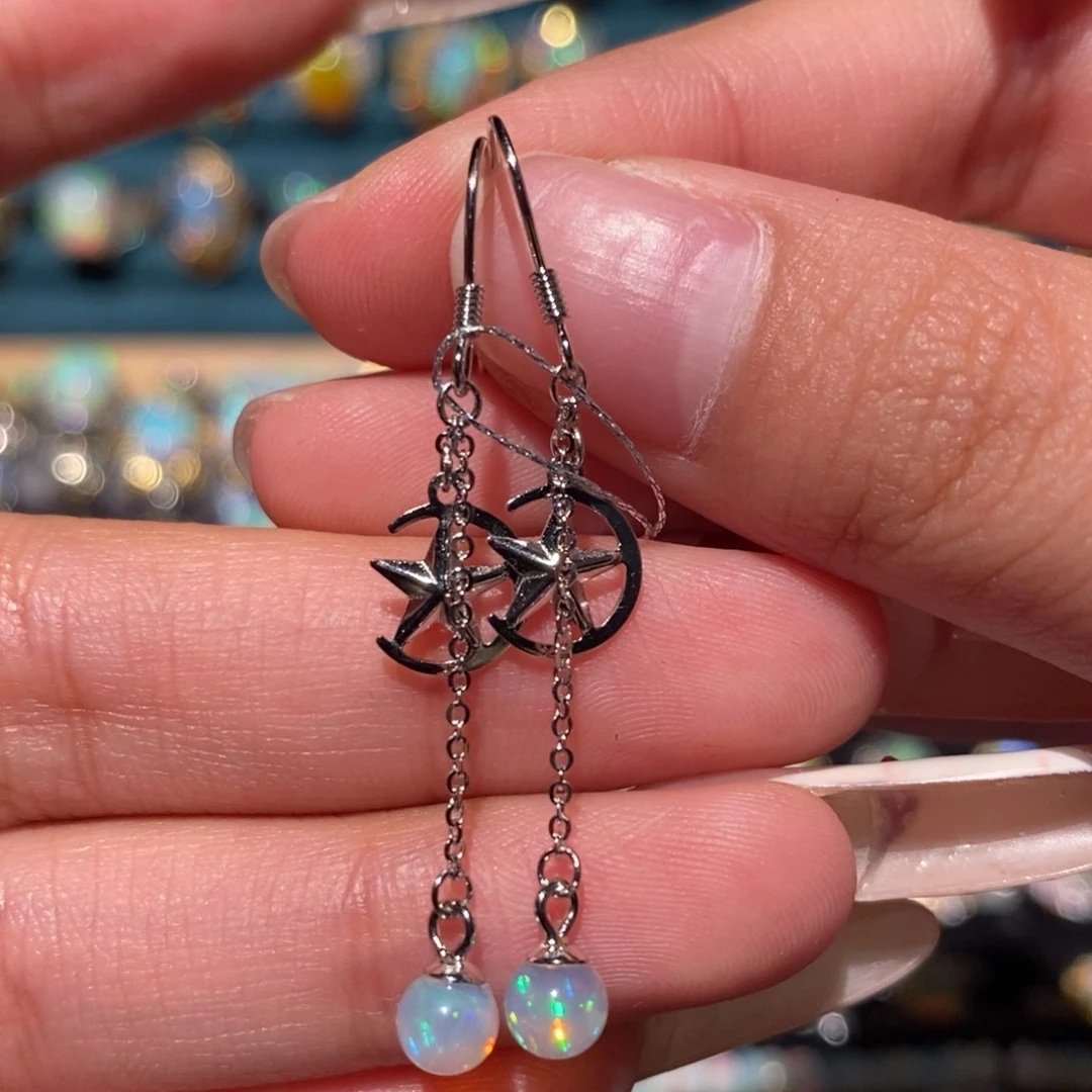 欧泊银S925镶嵌耳饰