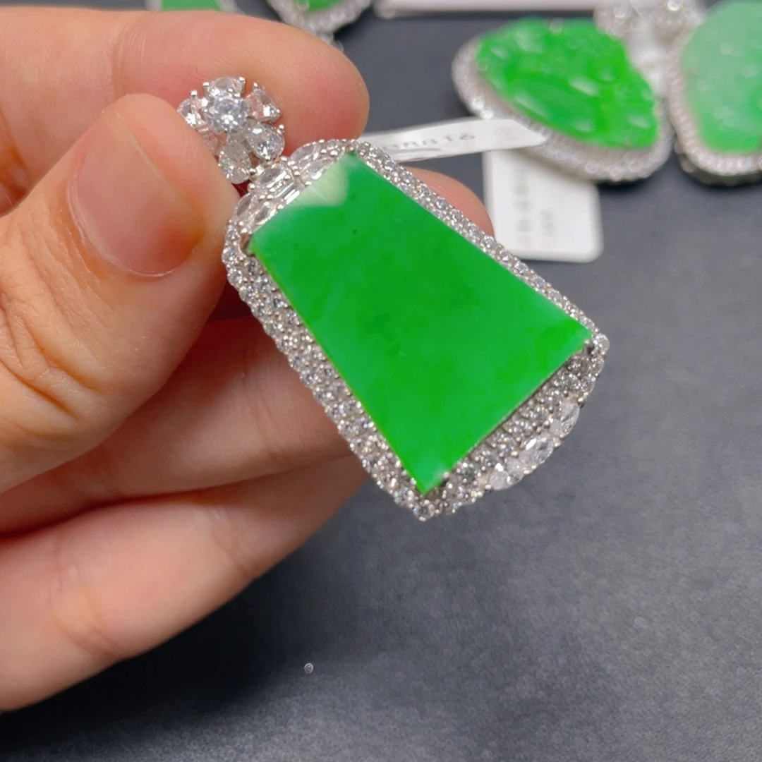 翡翠银S925镶嵌吊坠(不含链)