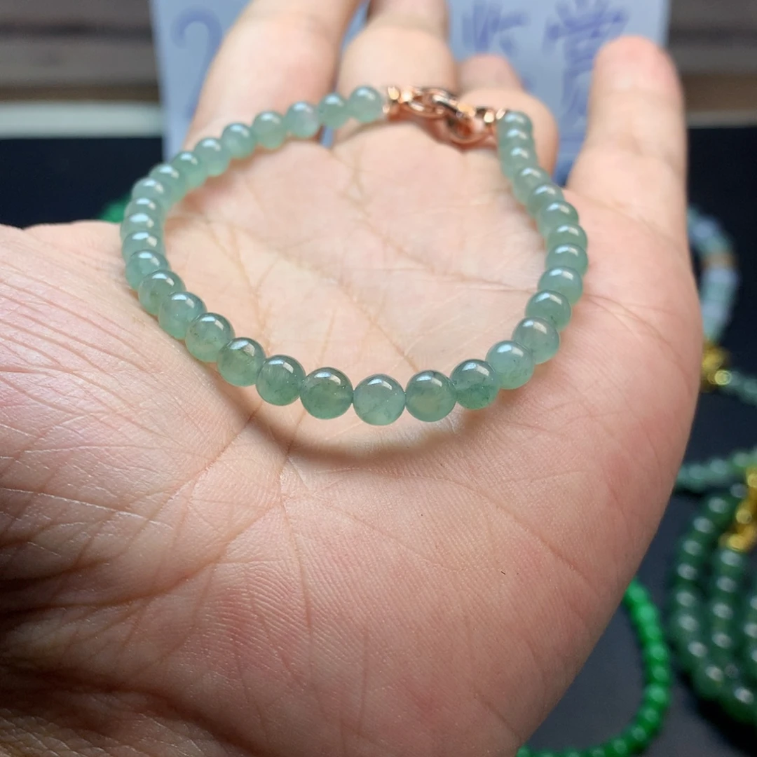 定制翡翠未镶嵌卡5.5晴底手串