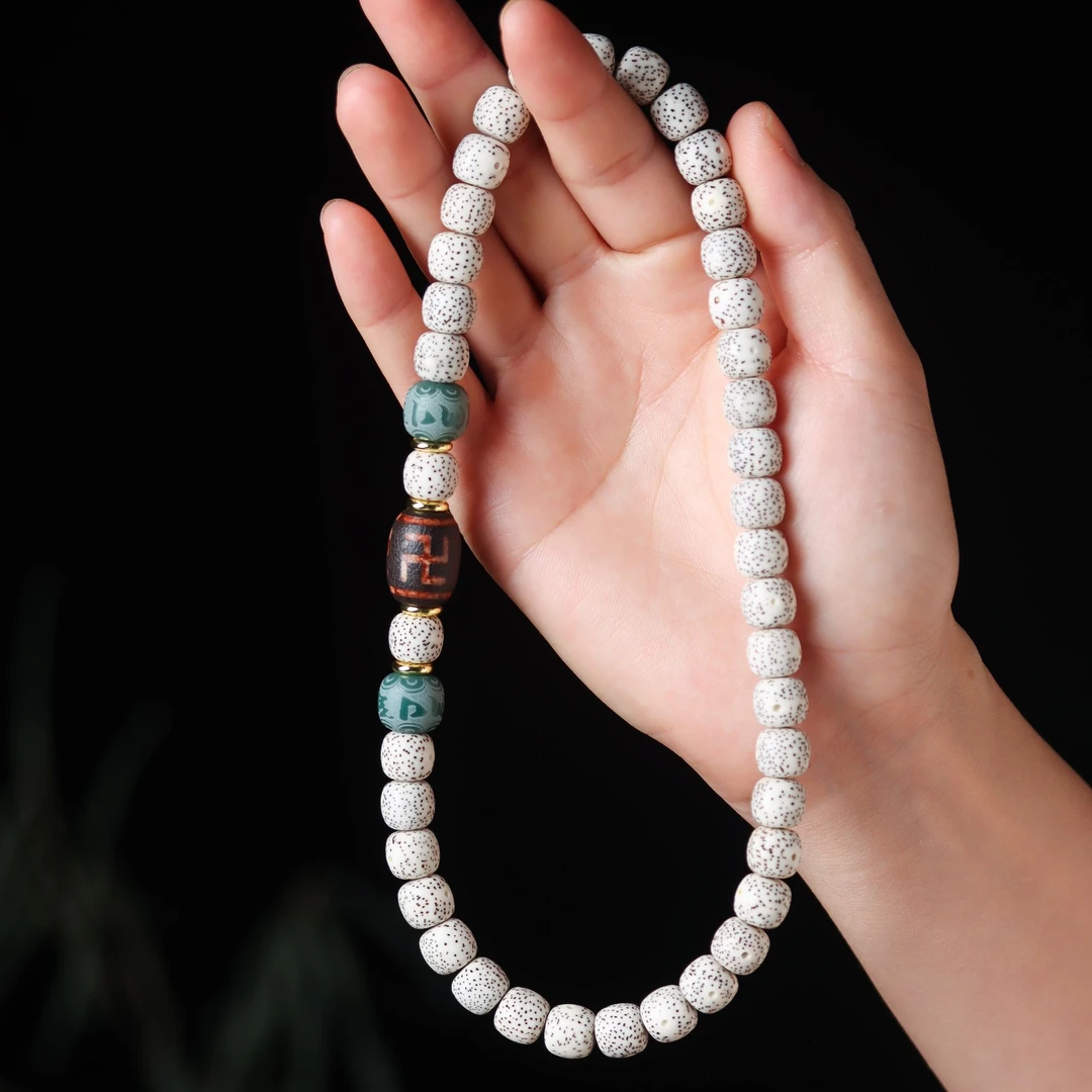 海南原生态顺白星月菩提双圈手持手串高油高密纯天然星月菩提文玩