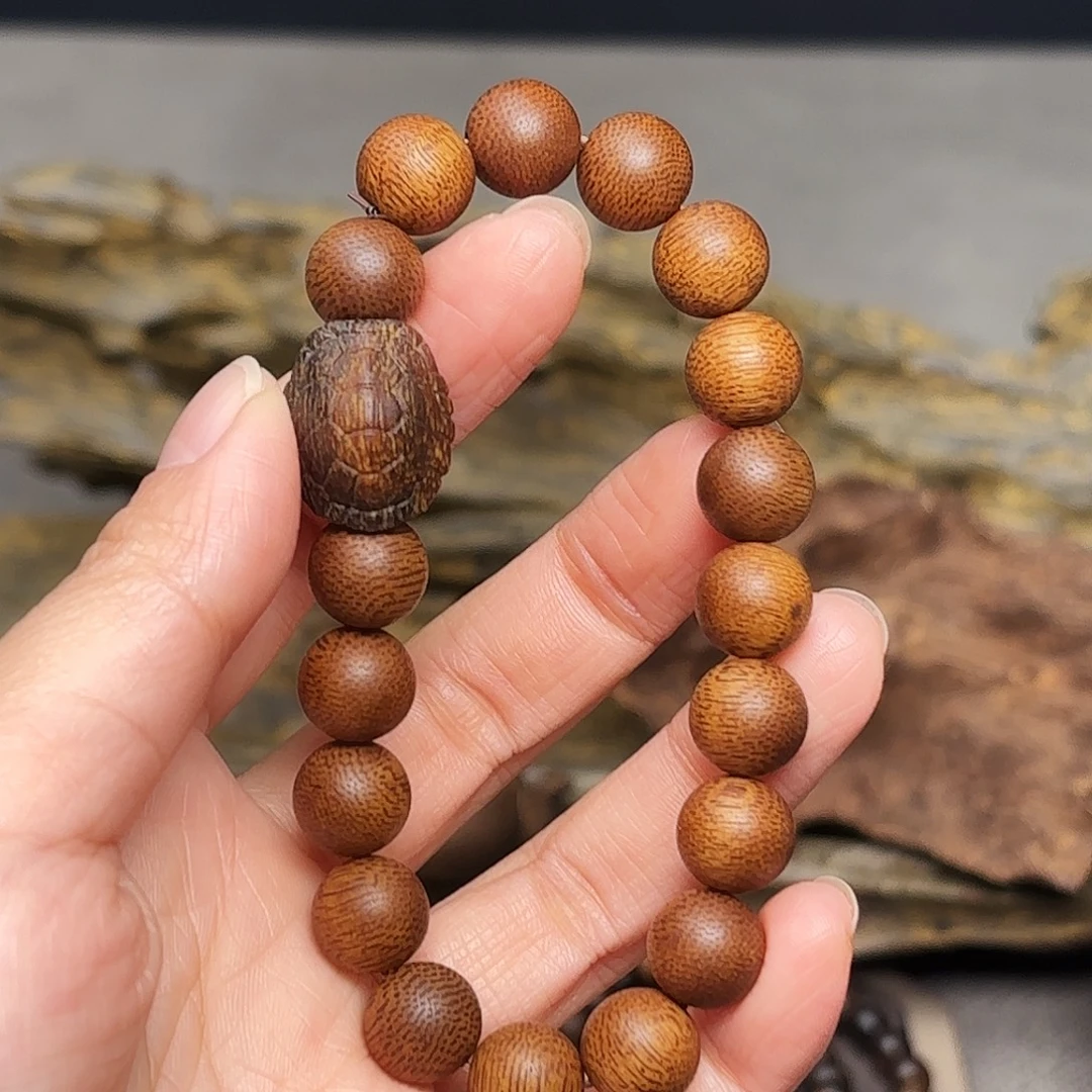 手串沉香越南富森红土熟结1.0➕黑土富甲雕刻设计