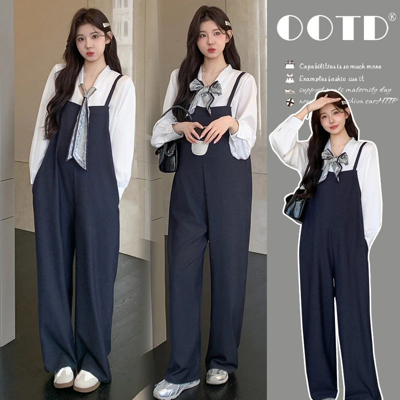 时髦孕妇2025新款春秋网红洋气时尚休闲外穿减龄网红款背带裤套装