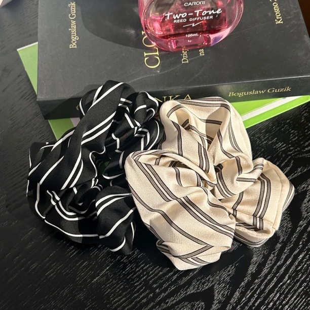 优雅条纹通勤气质大肠发圈发绳头饰简约百搭