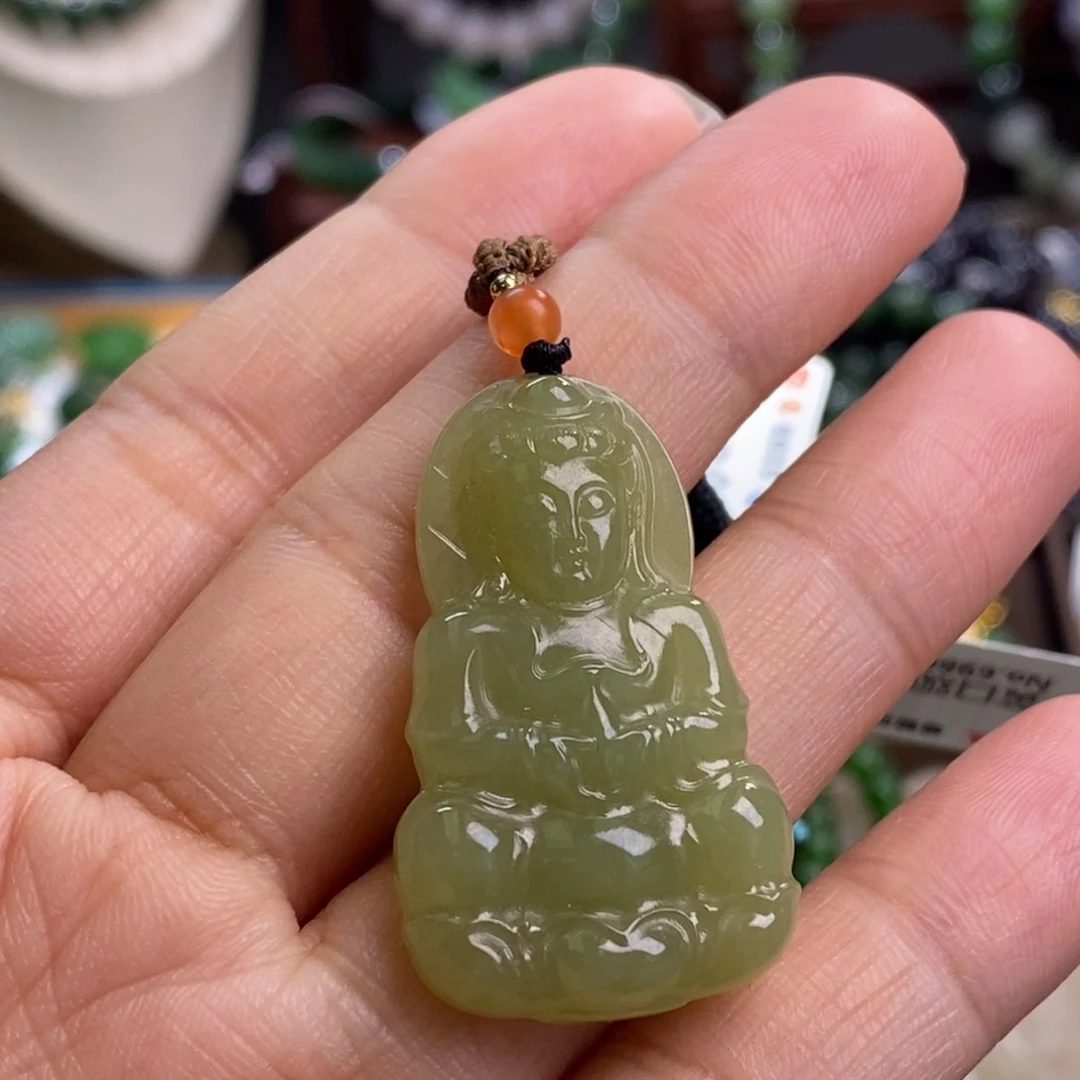 和田玉孤品清货黄口观音吊坠未镶嵌