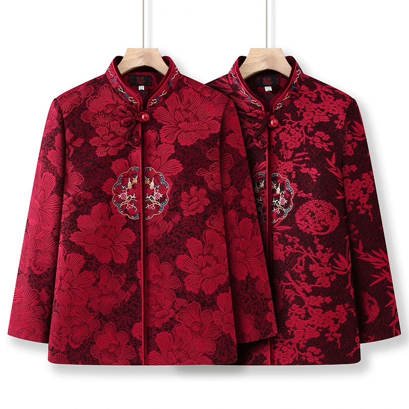 中老年妈妈春秋款外套奶奶加绒衣服保暖老太太秋冬上衣开衫婆婆