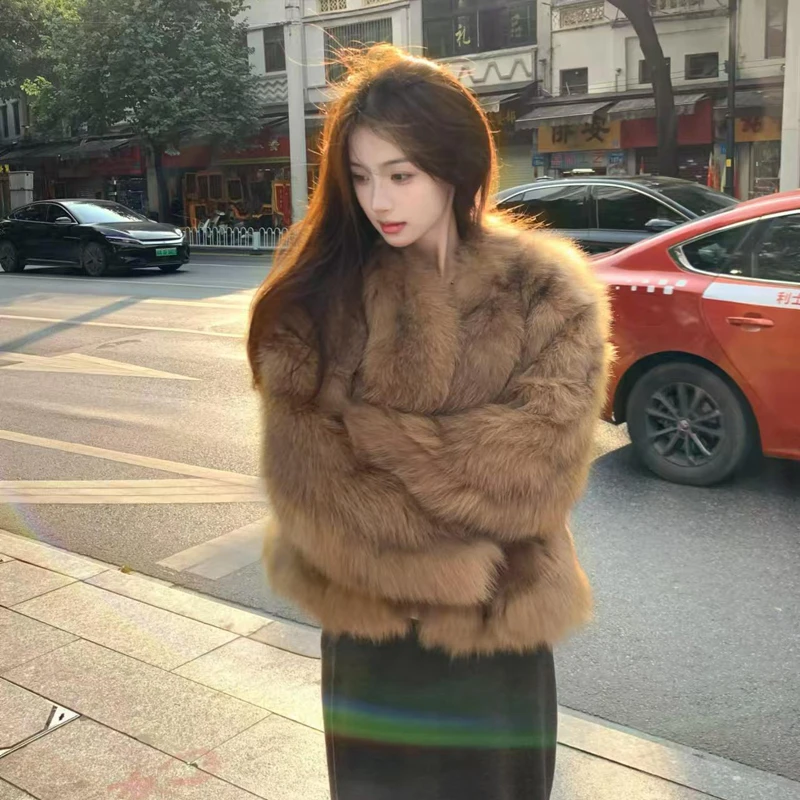 女装冬季款2024年新款气质星空琥珀时尚毛毛外套显瘦百搭保暖上衣