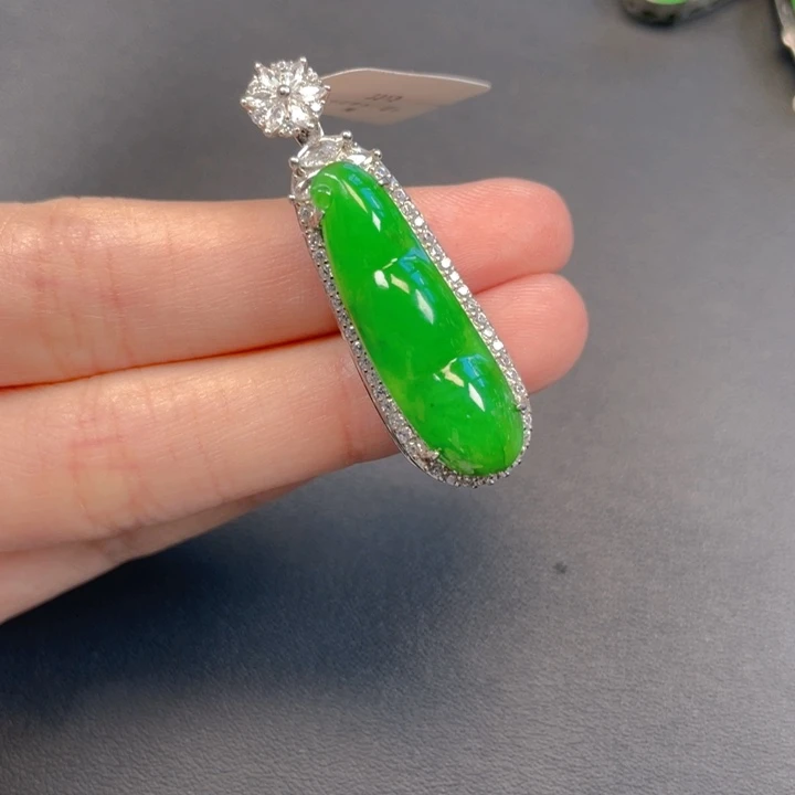 吊坠(不含链)银S925镶嵌翡翠