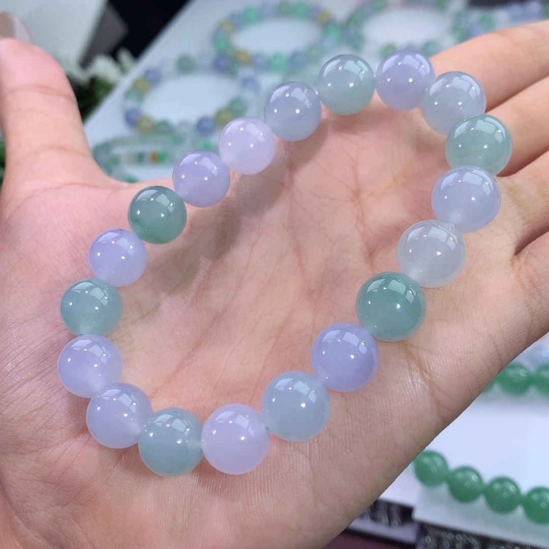 翡翠未镶嵌手链40号 清新马卡龙手串