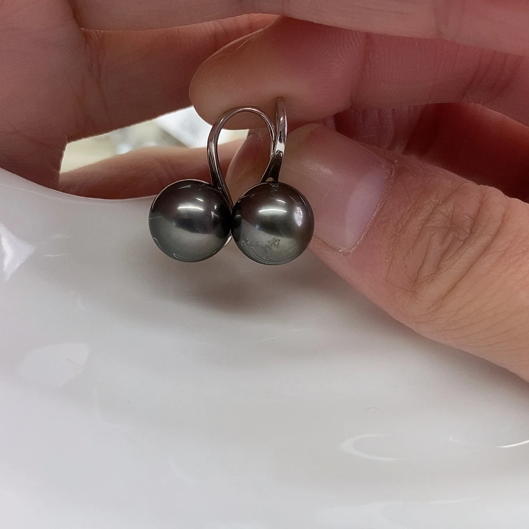 海水珍珠耳饰银S925镶嵌