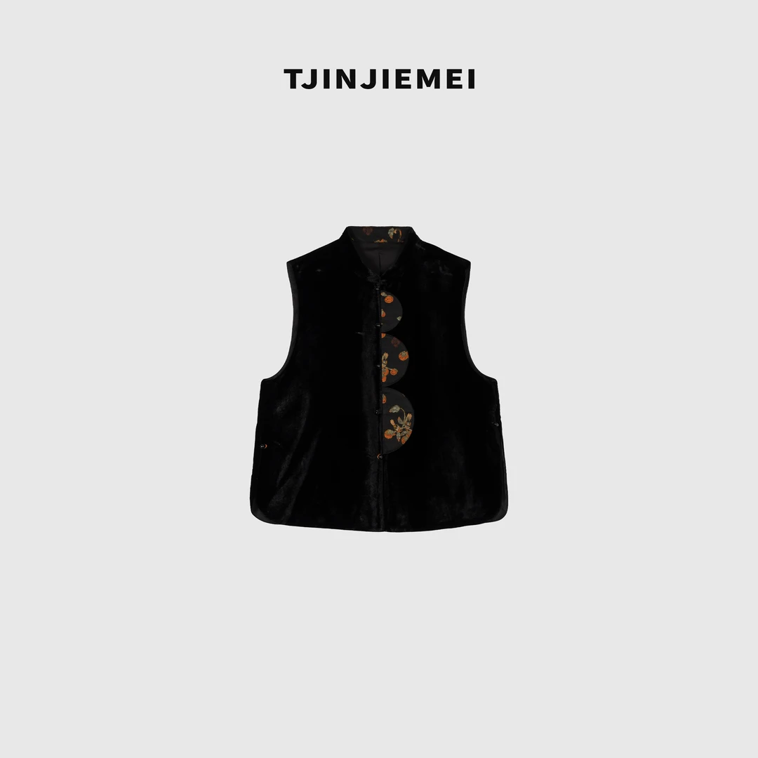 T井姐妹【如意马夹】设计感精致感轻奢真丝丝绒马夹MJ2508-7820