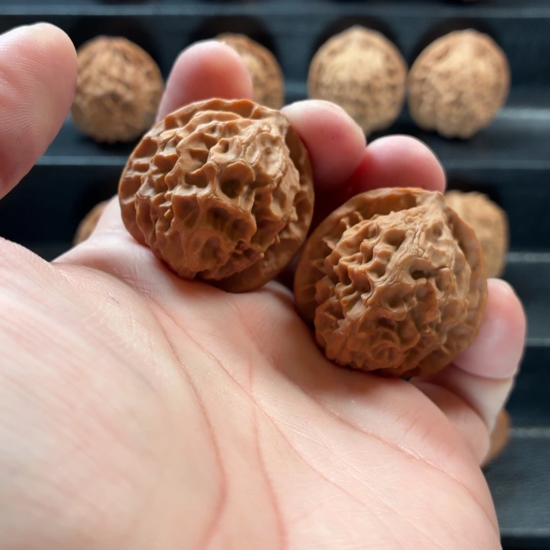 桃核把件山地红皮龙鳞纹36