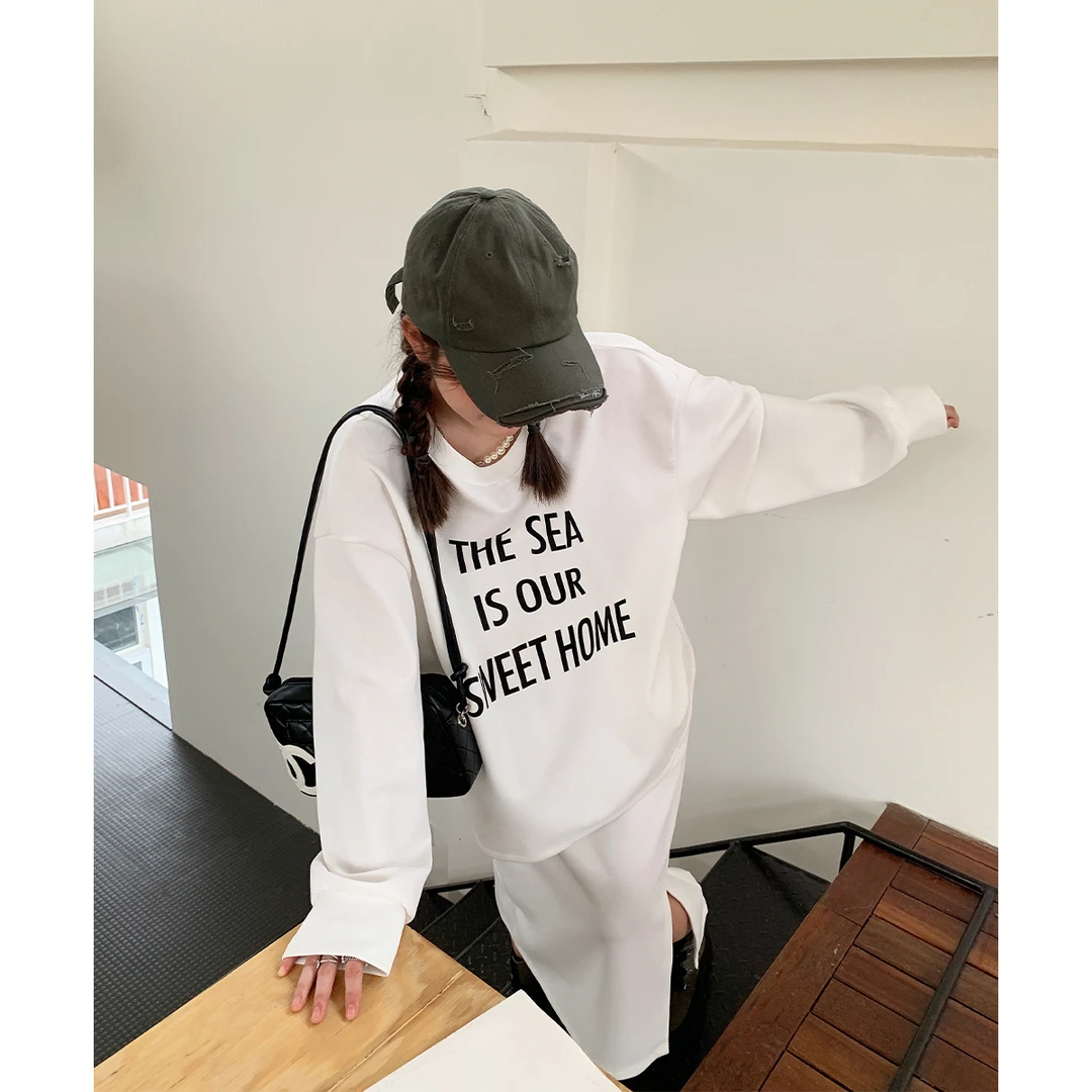 晶咕白标~加州俱乐部字母卫衣套装女秋季2024新款短裤裙子两件套