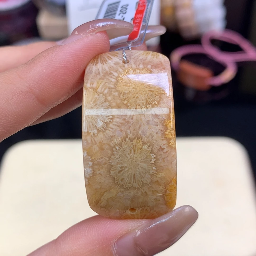 【闪购商品】颈饰未镶嵌硅化珊瑚（珊瑚玉）上新手环牌大花（27号）