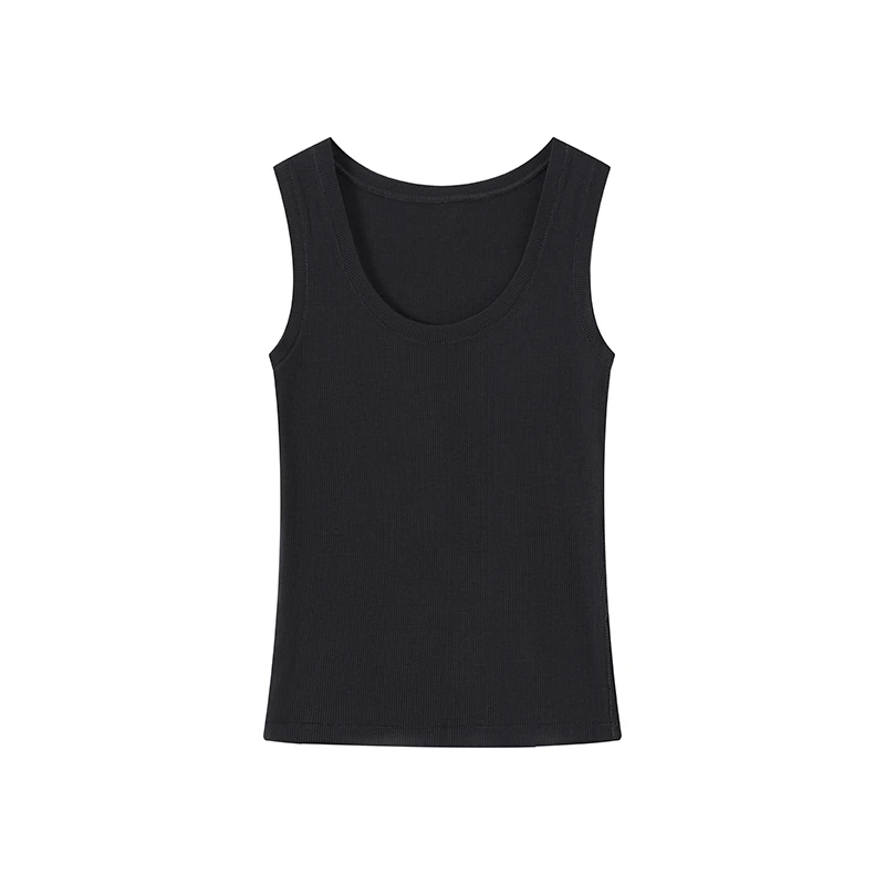 SCF轻盈亲肤圆领无袖背心女士简约舒适黑色外穿打底衫夏季百搭