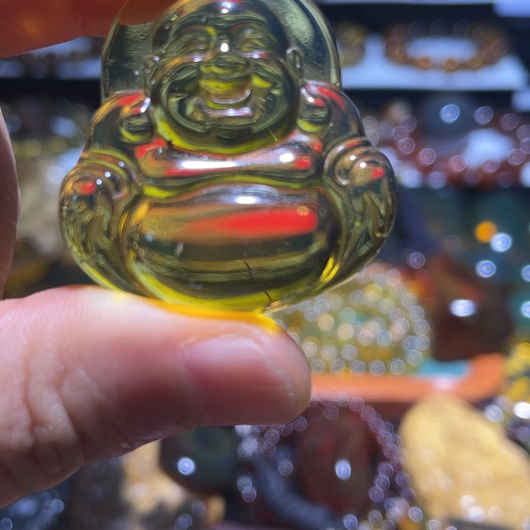 琥珀未镶嵌裸石金蓝