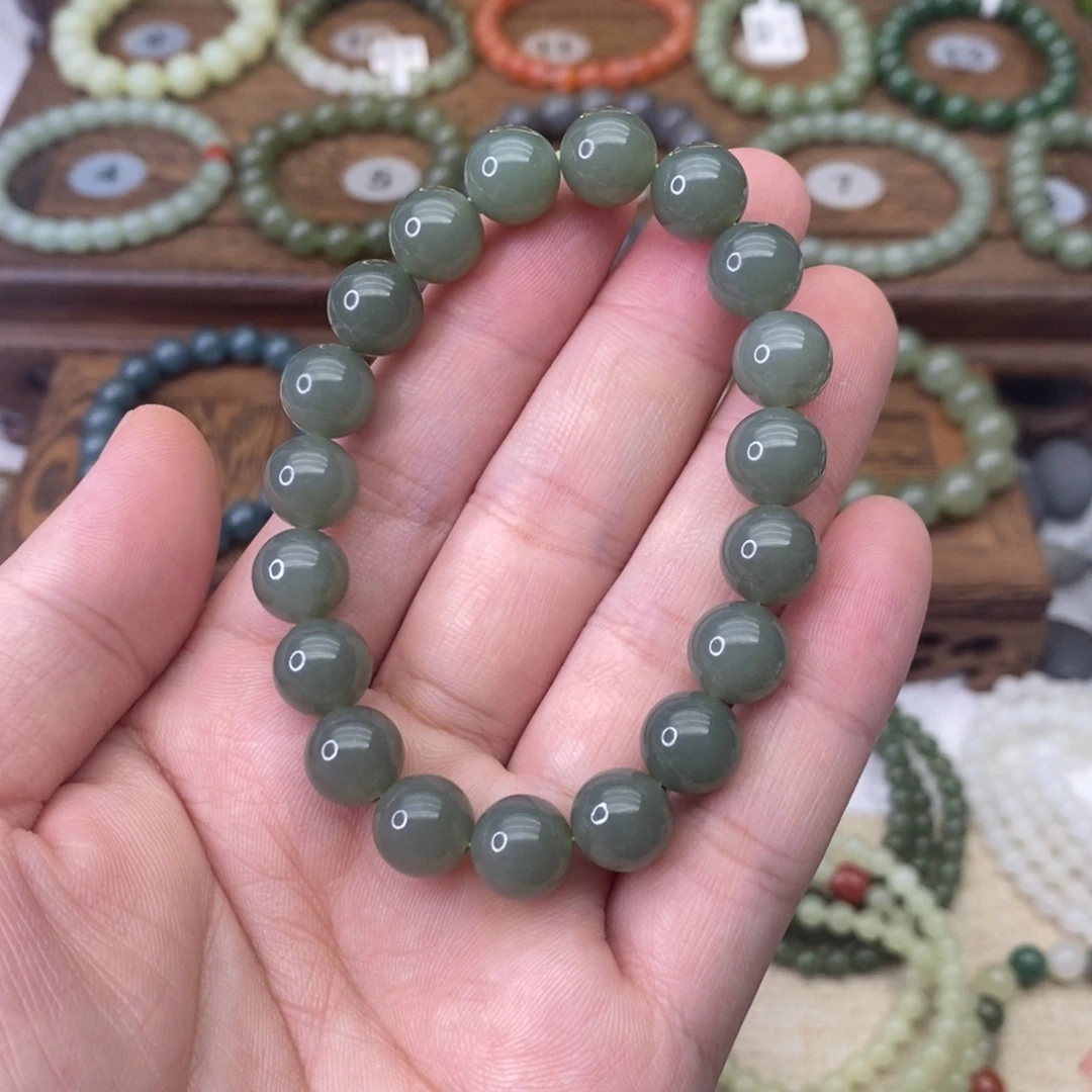 和田玉未镶嵌手链且末蓝卡10