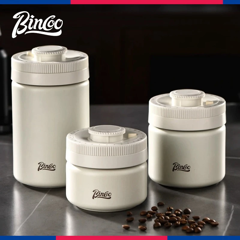 Bincoo咖啡密封罐不锈钢按压抽真空保鲜咖啡储存罐避光防潮收纳罐