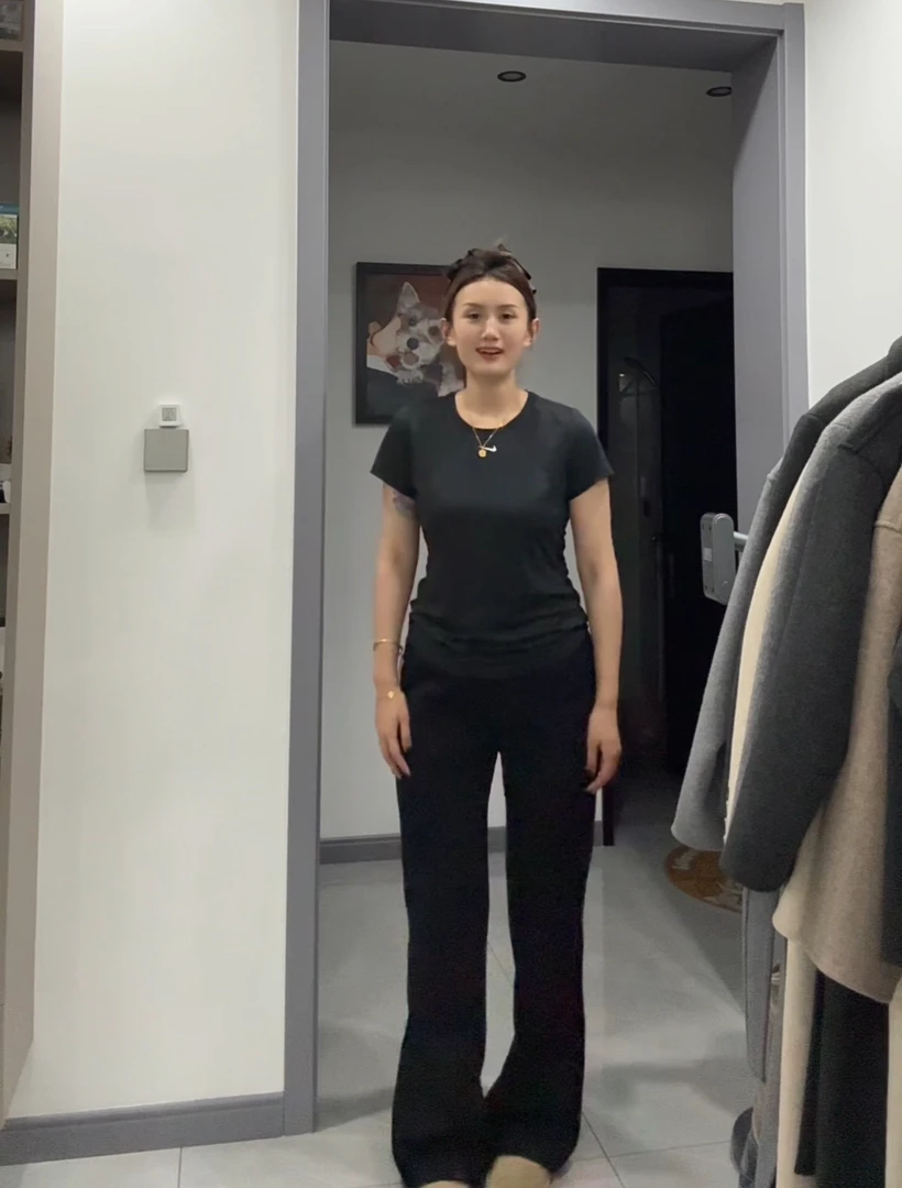 显瘦加长弹力微拉裤