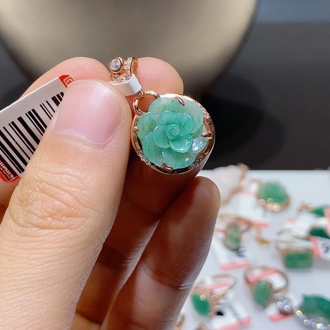 独山玉银S925镶嵌吊坠