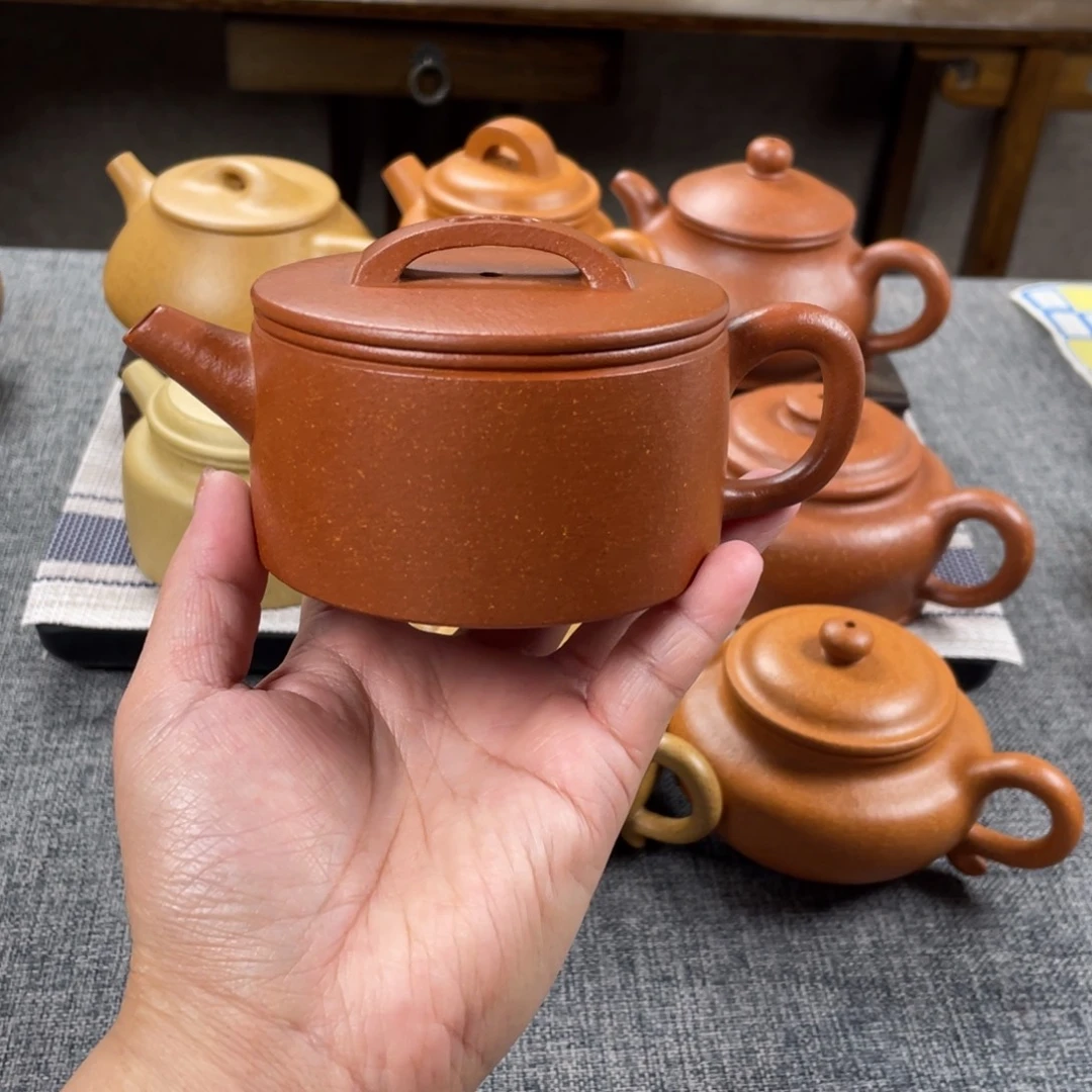 金***人茶壶紫砂红降坡汉瓦全手40目190