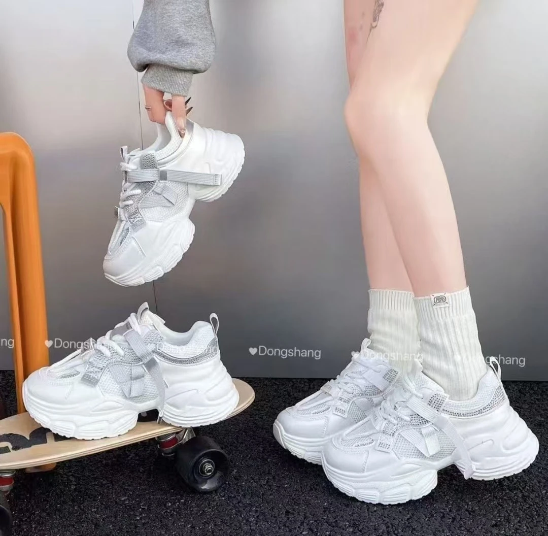 韩版网面百搭老爹鞋女ins老爹鞋休闲鞋透气时尚小白鞋
