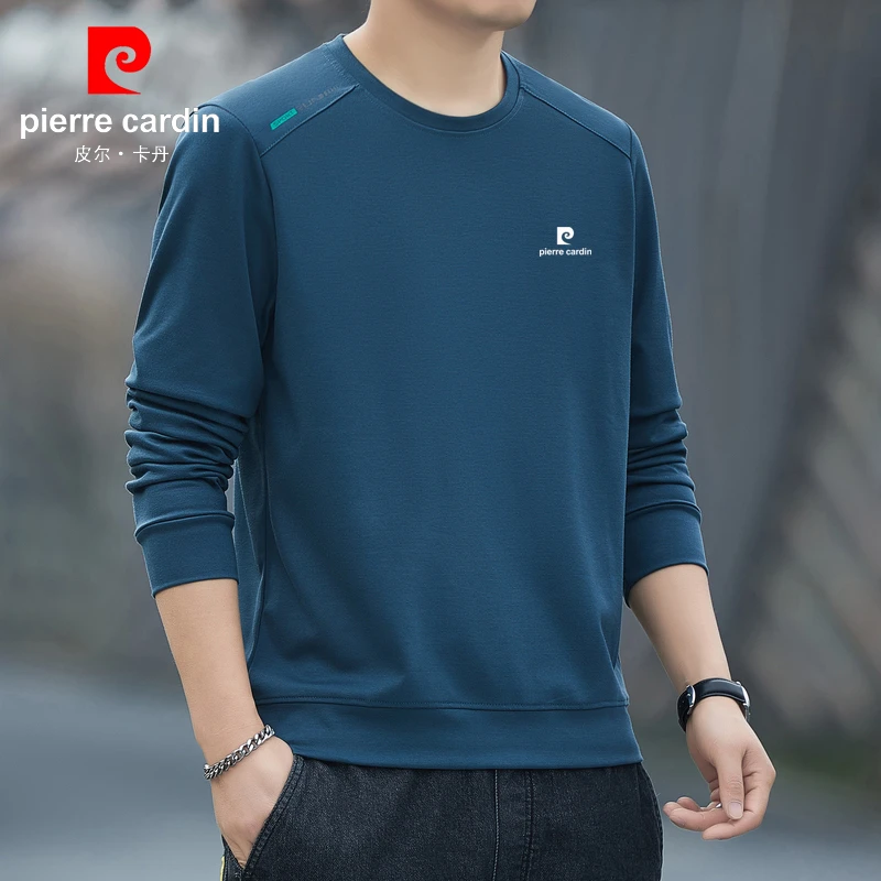 皮尔卡丹卫衣男士2025新款春秋季长袖t恤圆领休闲百搭上衣打底衫
