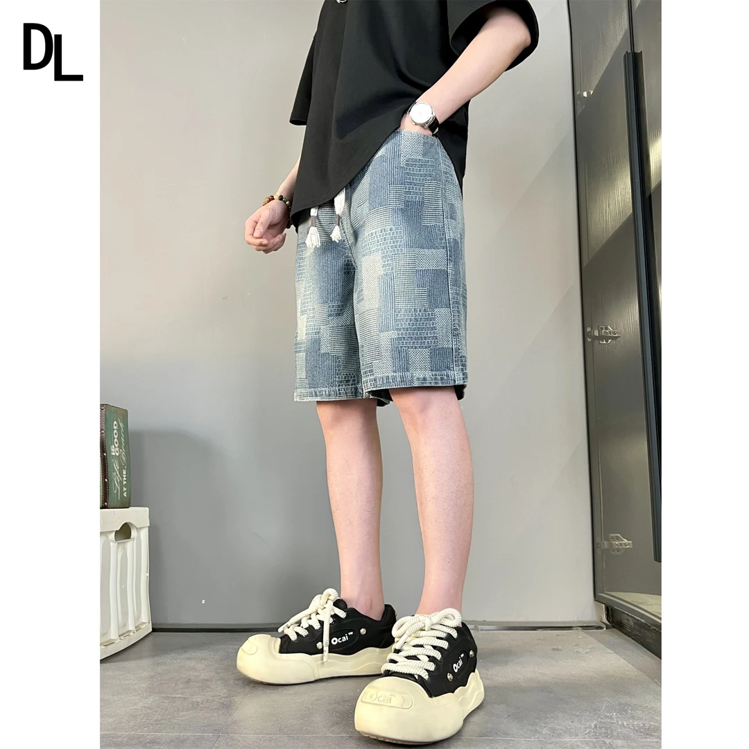 2025夏季新款牛仔短裤男士夏季薄款宽松百搭潮牌五分裤直筒简约款