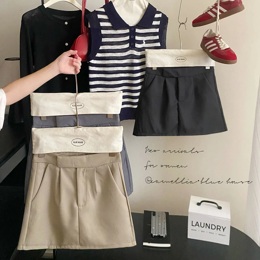 高级卡其色辣妹西装短裙女夏净版简约灰色黑色百搭a字包臀半身裙