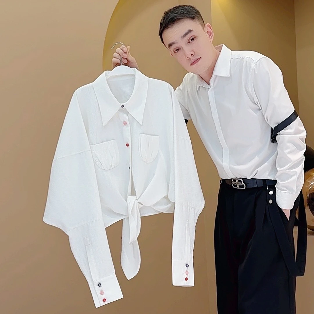 【韩哥女装】《霓裳羽衣舞》象牙白七彩扣蝙蝠袖衬衫5909A